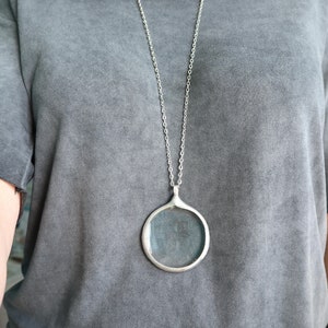 Dad day Gift,  mom gift magnifying glass LOUPE pendant, gift for women, Boho Necklace, Glass Necklace, statement necklace, Hand Made