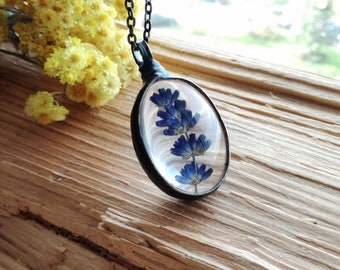 pressed Lavender Flower necklace, lavender in glass, mothers day gift, gifts for her, plant flower