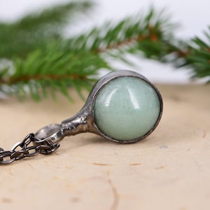 Grüner Aventurin Kugelkette: Handgemachter Edelstein Anhänger