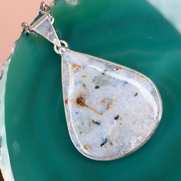 White Solar Quartz  Necklace, silver plated White Solar Quartz  jewelry, Mother's Day gift,  gift for her, Bustani