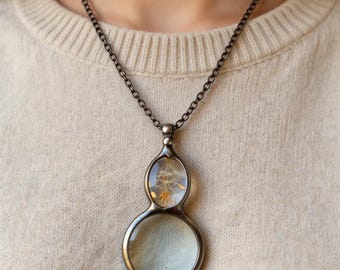 Dandelion Seed Loupe Necklace: 10x Magnifying Glass Pendant