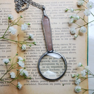 Magnifying glass necklace, magnifying glass LOUPE quartz pendant, loupe necklace, Magnifying Glass Charm, Vintage Loupe, gift for her