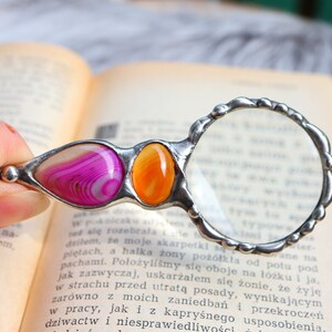 Magnifying glass LOUPE pendant, Back to school, Birthday Gift, magnifying loupe necklace, LGBT Agates necklace, gift for friend, handmade image 7