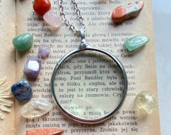 magnifying glass LOUPE pendant, mom dad gift, Boho Necklace, Glass Necklace, gift for women, Hand Made, Father’s Day Gift
