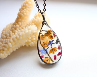 Lily of the Valley Necklace: Pressed Flower Terrarium Pendant