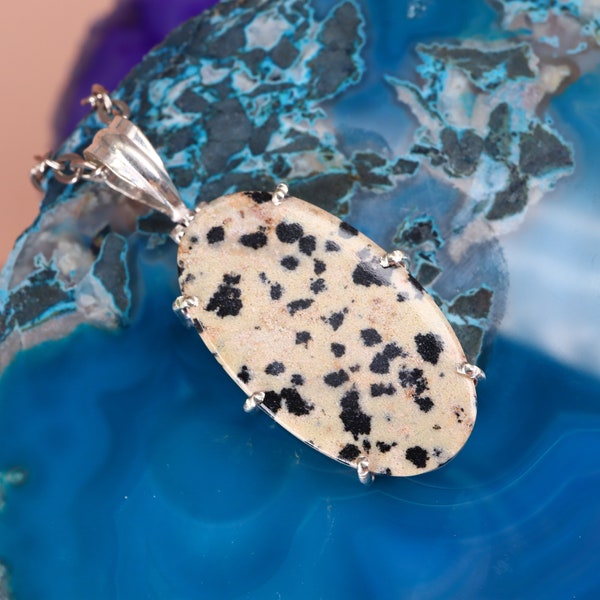 Dalmatian jasper necklace, gift for her, dalmatian jasper
