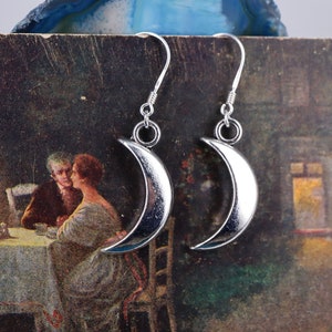 Moon sterling silver earrings, crescent moon earrings, gift for women gift for her, Celestial jewelry Unique Jewelry
