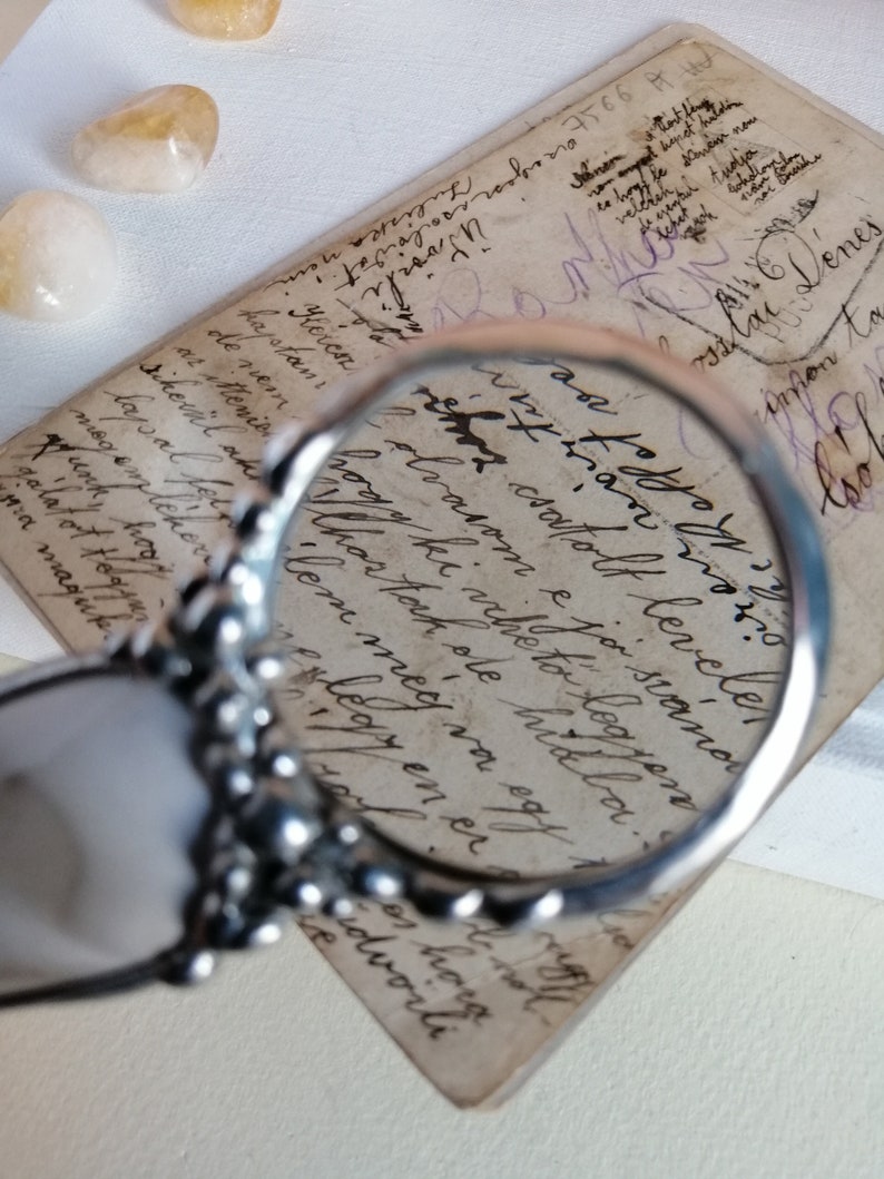 loupe necklace gift for grandma handmade MAGNIFYING glass necklace striped flint necklace magnifying glass Loupe pendant