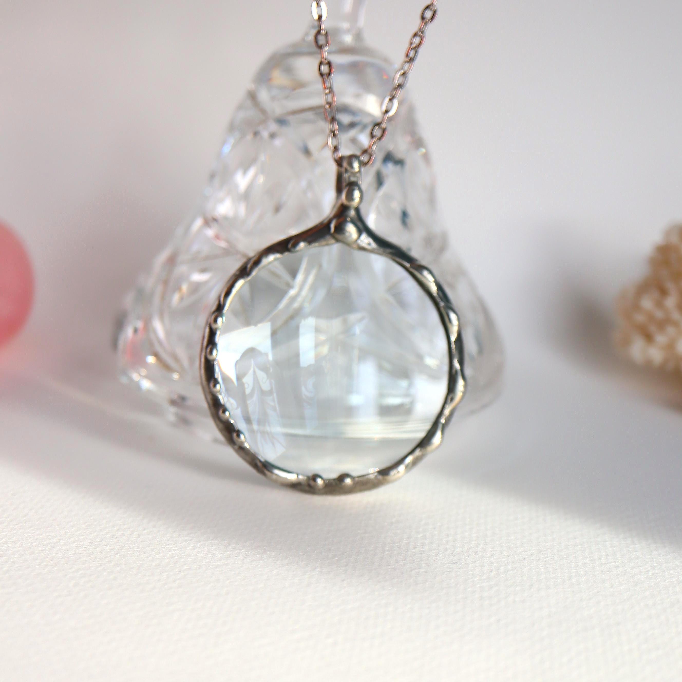 WISDOM Morse Code Magnifying Glass Necklace: Goth Loupe Pendant