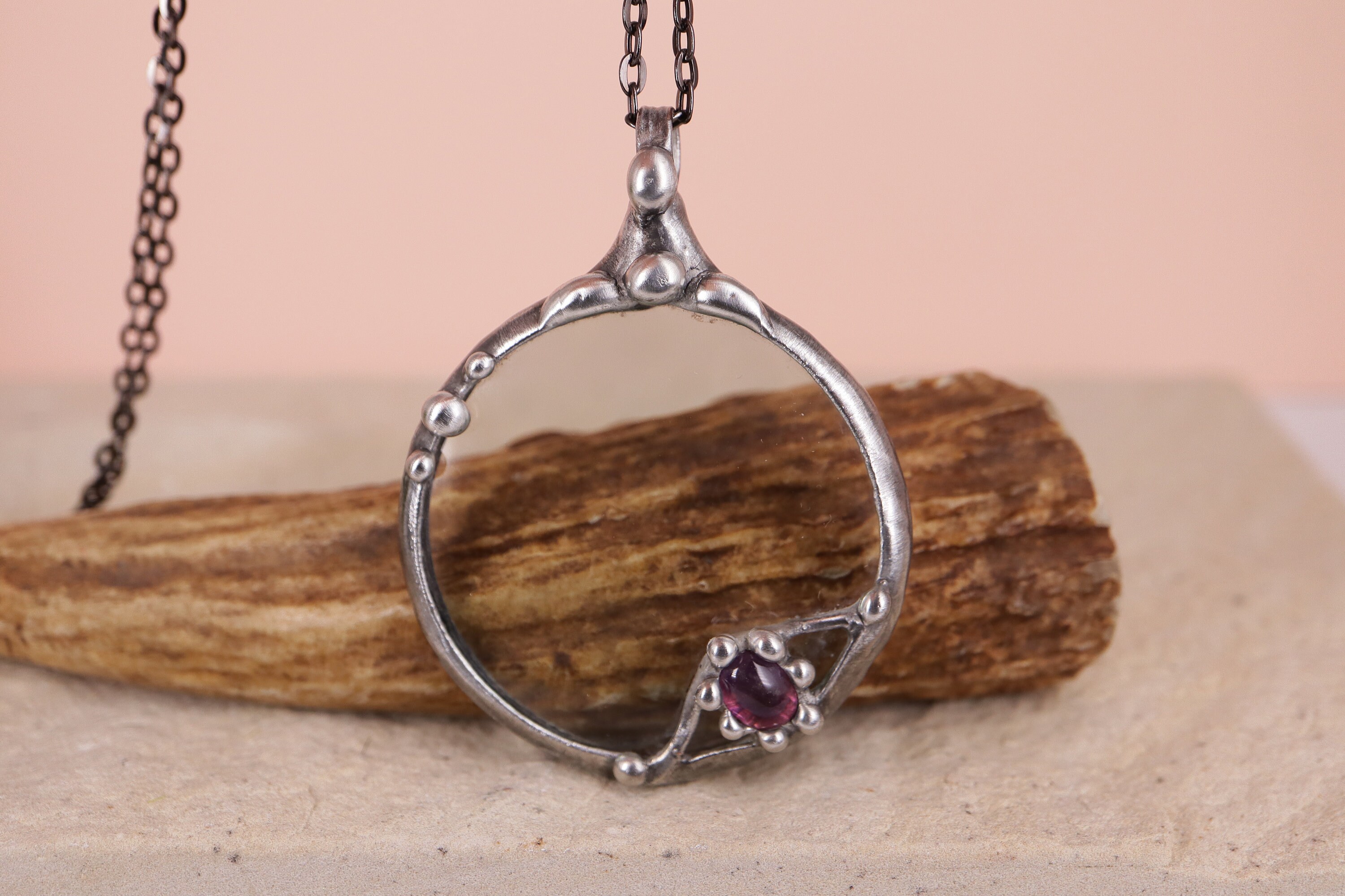 Handmade Eye Amethyst Magnifying Glass Necklace: Boho Loupe Pendant - Etsy