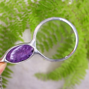 MAGNIFYING glass necklace, magnifying glass Loupe pendant, Charoite necklace, gift for women handmade image 2