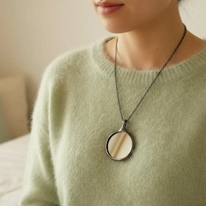 Mirror Necklace with Chain, Small Pocket Mirror Pendant, Unique Decorative Jewelry Gift image 7