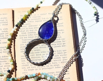 Kyanite Quartz  Blue magnifying glass Loupe pendant, friend gift for women handmade