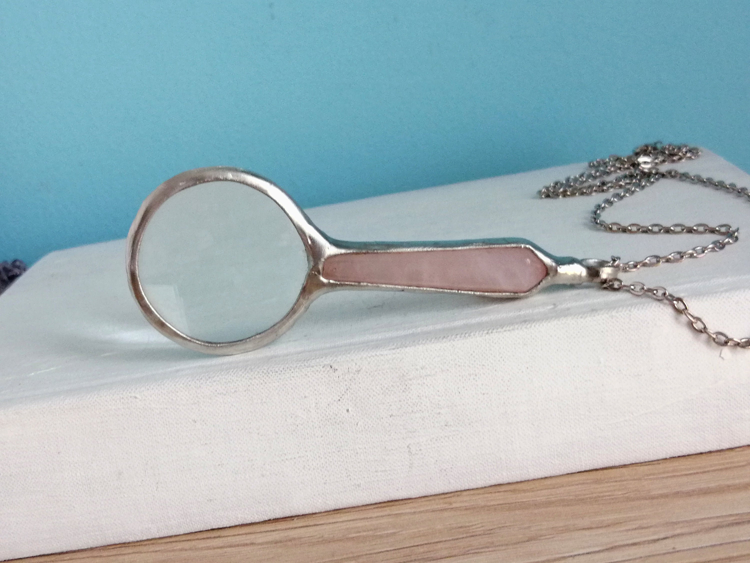 Loupe Necklace magnifying glass LOUPE pendant ROSE QUARTZ Etsy