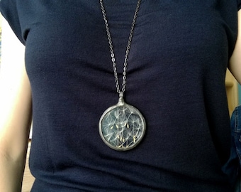 Pressed flower necklace, Real Dandelion seeds Birth flower pendant Birth month necklace February birthday necklace