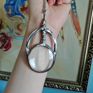 lente di ingrandimento LOUPE ciondolo, collana Loupe, lente di ingrandimento PENDENTE, ciondolo Loupe, ciondolo in quarzo, regalo per lei, gioielli Bustani