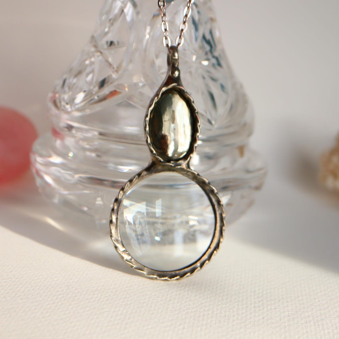 Pyrite Loupe Necklace: Rustic Boho Magnifying Glass Pendant - Etsy