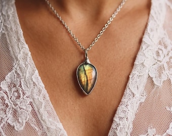 Eye Labradorite Pendant, Necklace Boho Gift for friend Handmade Jewlery