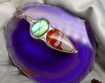 JASPER NORENA LABRADORITE pendant, moonstone Necklace, protection Angel necklace  jewelry, Angel stone, Blue stone, birthday gift  idea