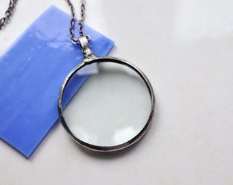 magnifying glass LOUPE pendant, mom dad gift, Boho Necklace, Glass Necklace, gift for women, Hand Made, Father’s Day Gift