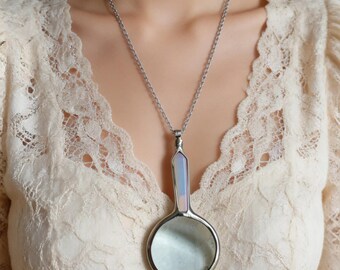 Collana con punta di quarzo opalite: ciondolo con lente di ingrandimento