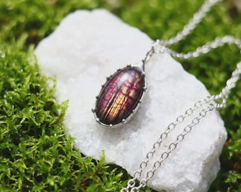 Purple gold Labradorite Pendant, Necklace Boho Gift for friend Handmade Jewlery