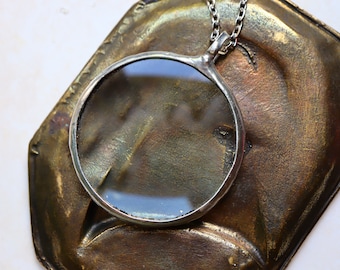 Collana con ciondolo a forma di lente d'ingrandimento: ingrandimento 10x, stile boho.