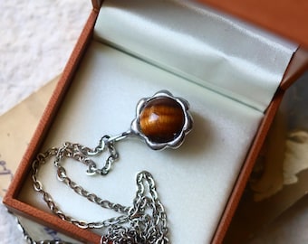 TIGER EYE sphere ball Necklace, artistic pendant, Christmas gift for her, Healing stone Pendant, Mineral Pendant