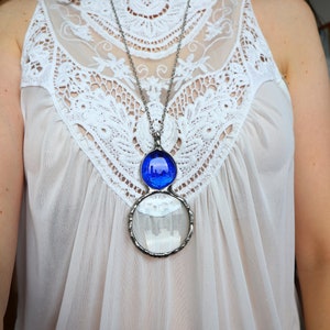 Ciondolo con lente d&#39;ingrandimento blu LOUPE, collana con lente d&#39;ingrandimento, collana con ciondolo con lente d&#39;ingrandimento blu, regalo per donna
