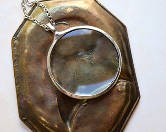 Handmade Magnifying Glass Necklace: Boho Glass Loupe Pendant