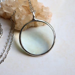 Silver magnifying glass LOUPE pendant, valentines day, Vintage Necklace, gift for women, quartz Jewelry, copper jewelry
