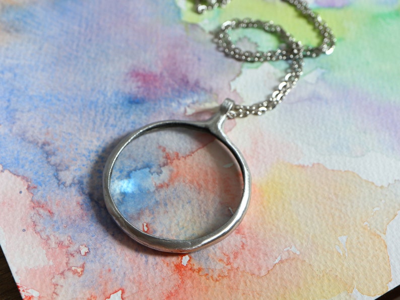 Valentine's Day Gift, mom gift magnifying glass LOUPE pendant, gift for women, Boho Necklace, Glass Necklace, statement necklace, Hand Made image 10