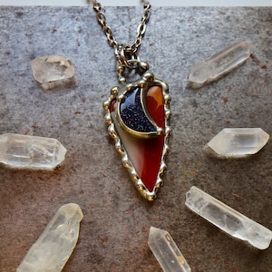 Red Jasper Norena moon Pendant, Hand  OOAK Crystal Pendant, Goldstone Handmade Pendant,  Jewelry, Jasper Stone Chakra Pendant