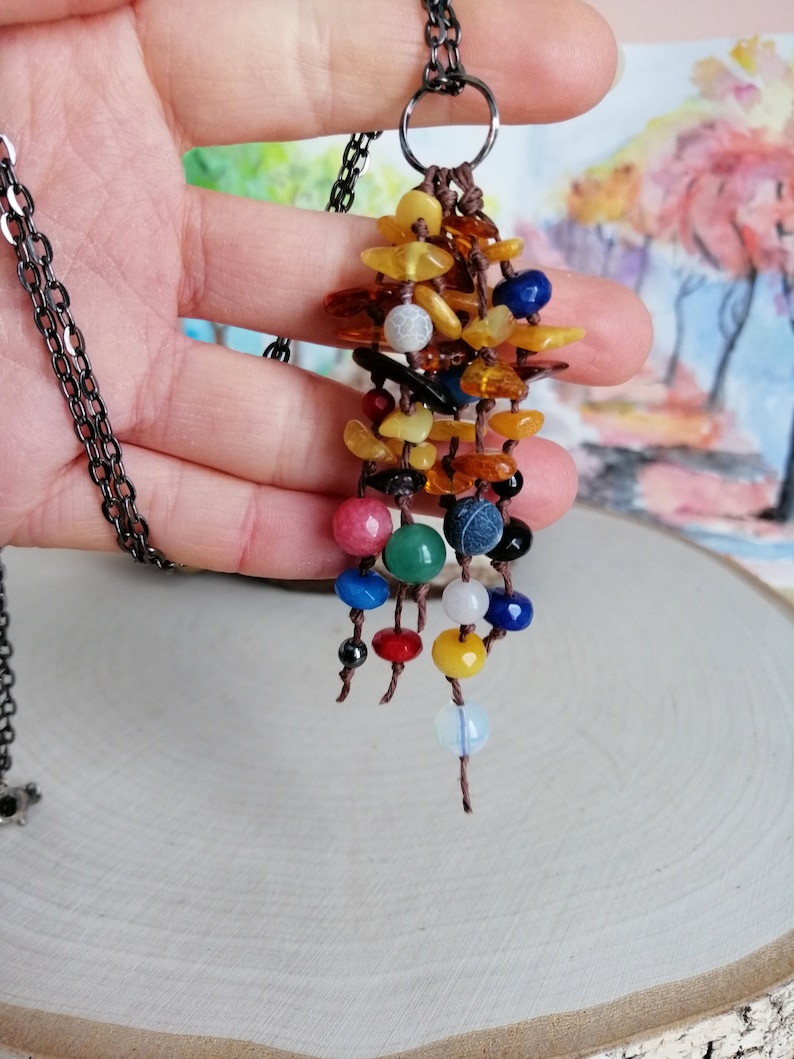 AMBER TOURMALINE CITRINE crystal necklace Tourmaline crystal pendant Aura crystals Mother/'s day gifts Tourmaline jewelry