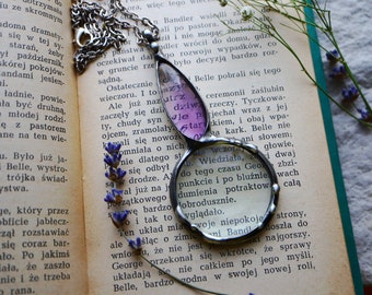 magnifying glass LOUPE pendant, Big ametrine Necklace, gift for women, Quartz Jewelry, celestial jewelry quartz Pendant