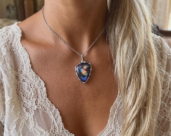 Purple Labradorite Pendant, Necklace Boho Gift for friend Handmade Jewlery