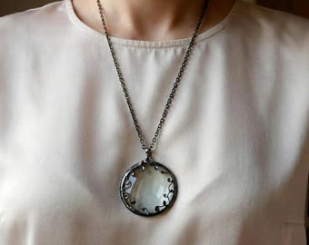 Artistic Loupe Necklace: Handmade Magnifying Glass Pendant, 10x Magnification