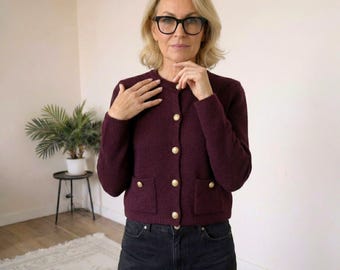 Cárdigan de punto para mujer con botones dorados | Chaqueta de punto abotonada | Cárdigan para mujer | Top de punto suave | Regalo de cárdigan para mujer
