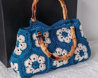 Vintage Woven Flower Pattern Shoulder Purse for Women
