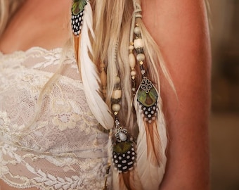 Moonstone Feather Hair Braider: Boho Festival Hair Accessory