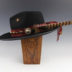The El Nero Oro Fedora - Wool Felt Hat Rock And Roll Country Western Style Hat Unisex For Men And Women Blues Gig Musician Black Custom Hat