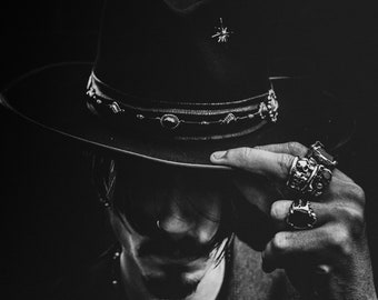 Diablo Fedora: Rock and Roll Style Hat with Moonstone & Feathers