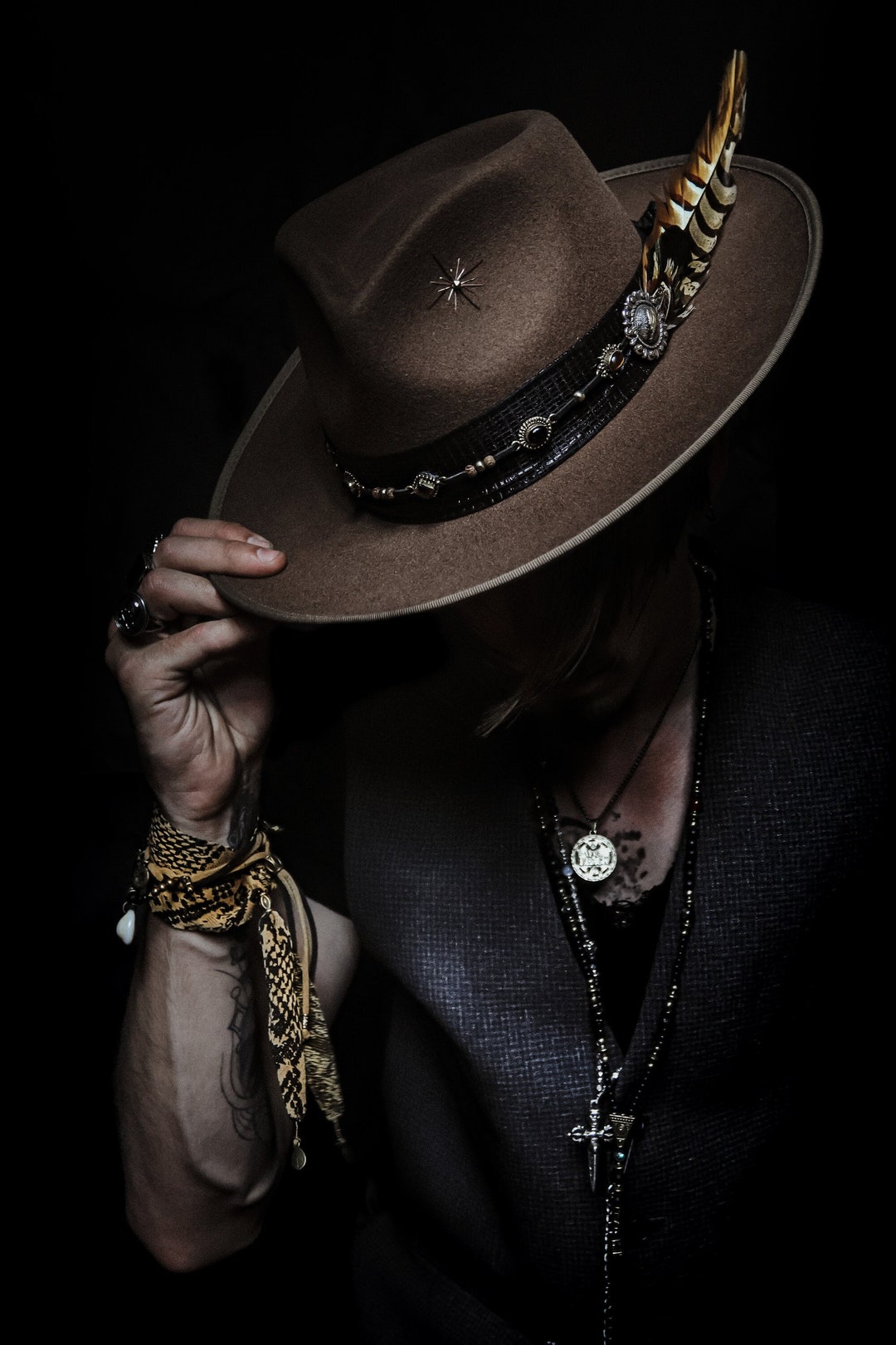Rocking C by Cavender’s Boho Western‎ Navy Wool Felt Fedora Rocking C by Cavender main image 2