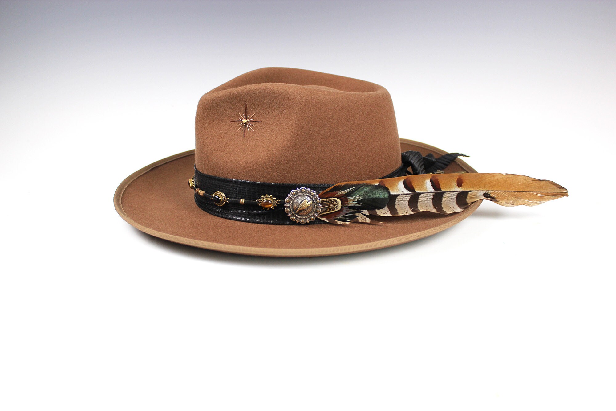 Wool Felt Fedora Hat: Country Western Style With Feather  display picture 2