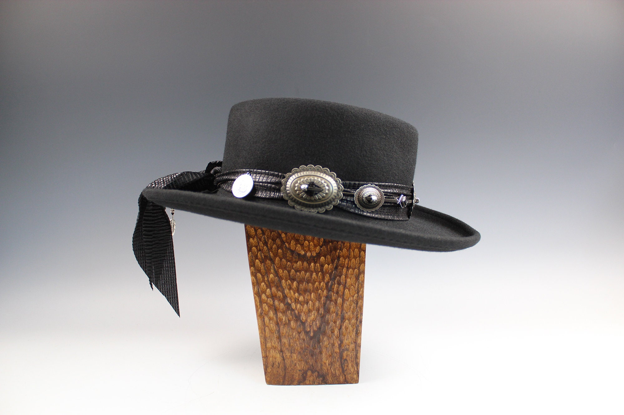 Wool Felt Fedora Hat: Black Country Western Cowboy Style  display picture 1