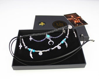 Bohemian Turquoise & Howlite Black with Silver Anklet, Armband Choker