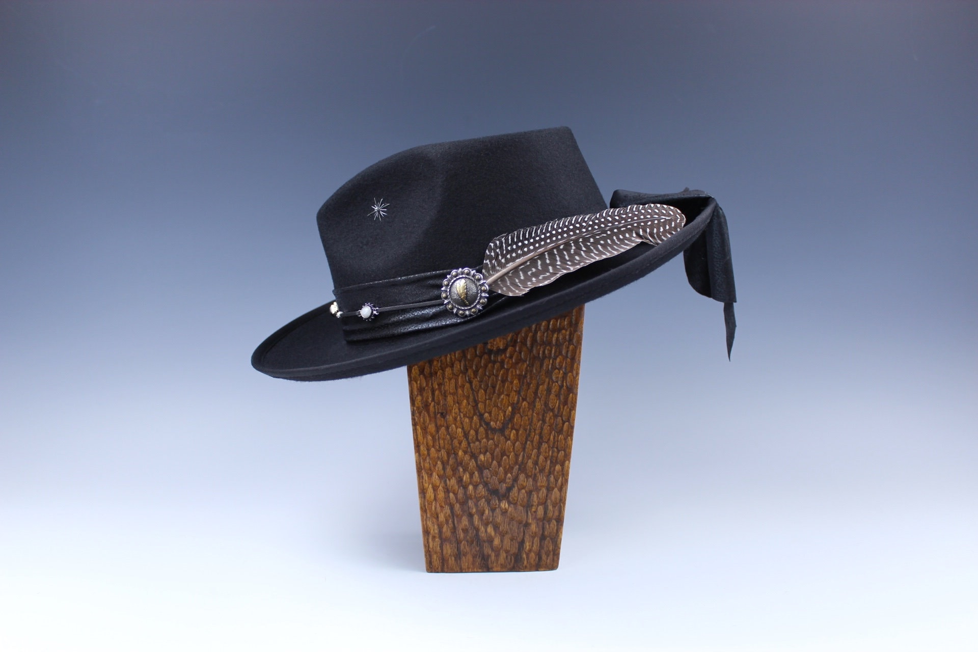 The Tomahawk Fedora: Handmade Black Rock and Roll Style Hat  display picture 1