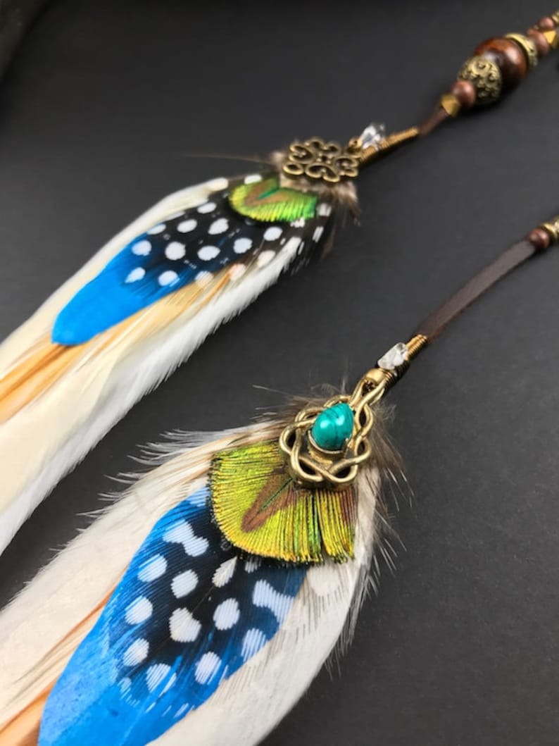 Classic Turquoise and Cream Feather Hair Extension Clip Etsy