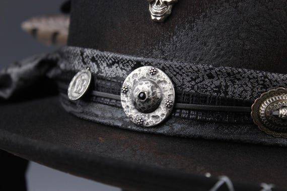 Gothic Gambler Fedora: Handmade Wool Felt Cowboy Hat With  display picture 1