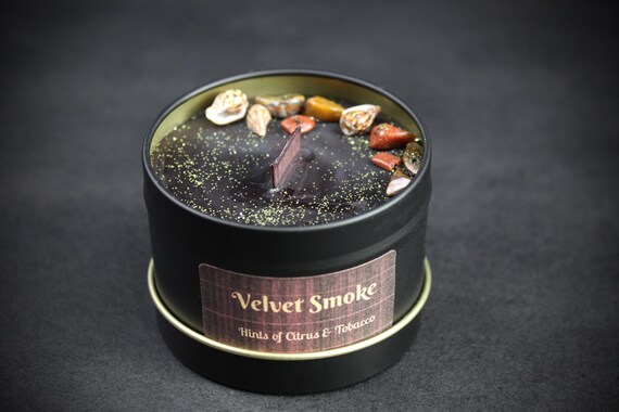 Velvet Smoke : Black Wax Scented Candle With Hints of Citrus & Tobacco